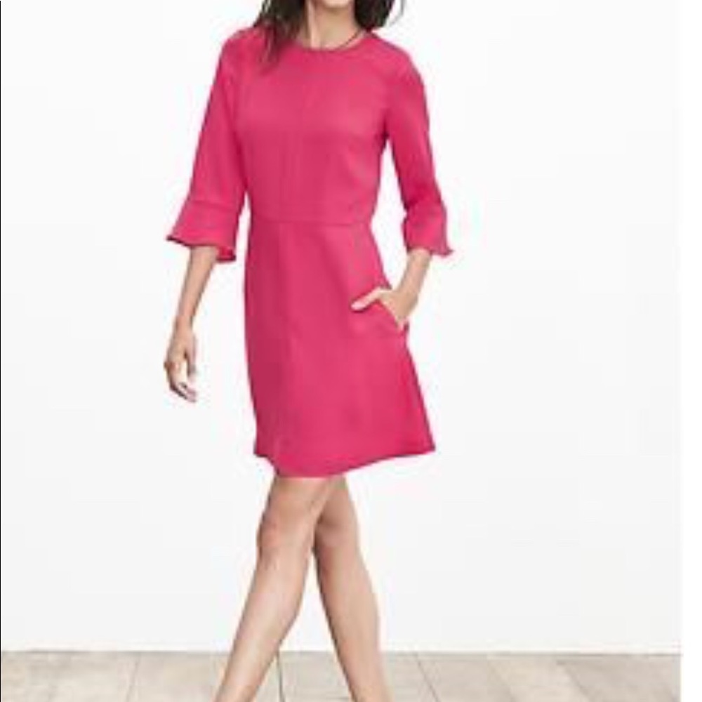 Banana Republic flutter sleeve hot pink dress